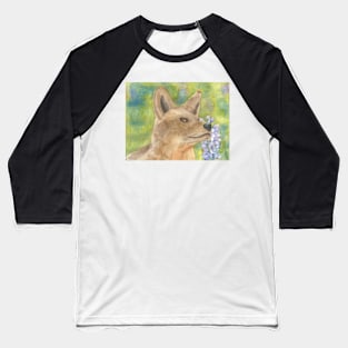 Coyote With Lupine Baseball T-Shirt